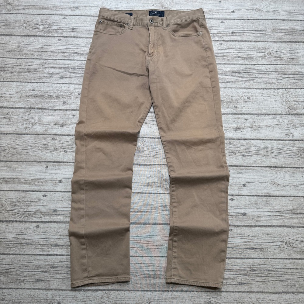 Lucky Brand Pants Men's 32x32 Brown 121 Heritage Slim Fit Tapered Leg Stretch